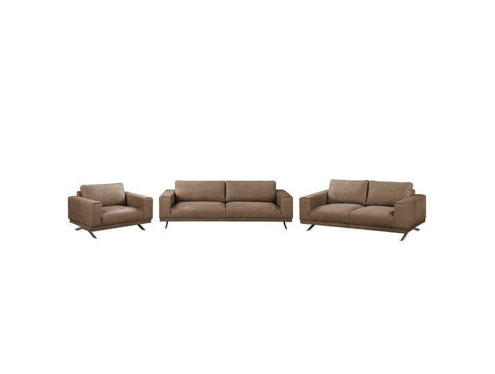 Ensemble de salon 3-2-1 Marron/Gris congo Tissu Moderne