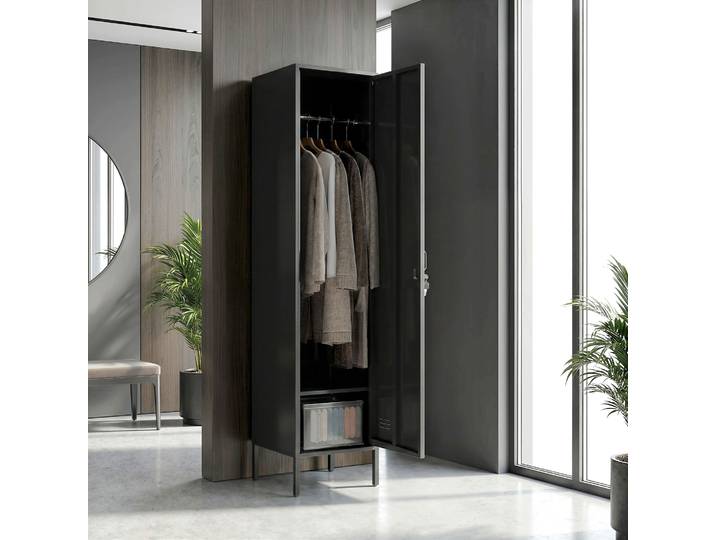 HOMCOM Casier Métallique Verrouillable avec Tringle Noir