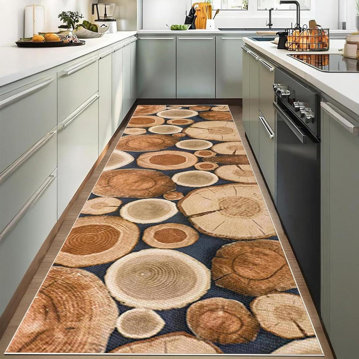 Grijs antislip vloerkleed loper voor keuken, badkamer of gang, 100 x 200 cm