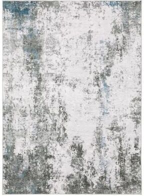 Vista Home Marissa Washable Marbled Abstract Grey/ Blue Indoor Area Rug