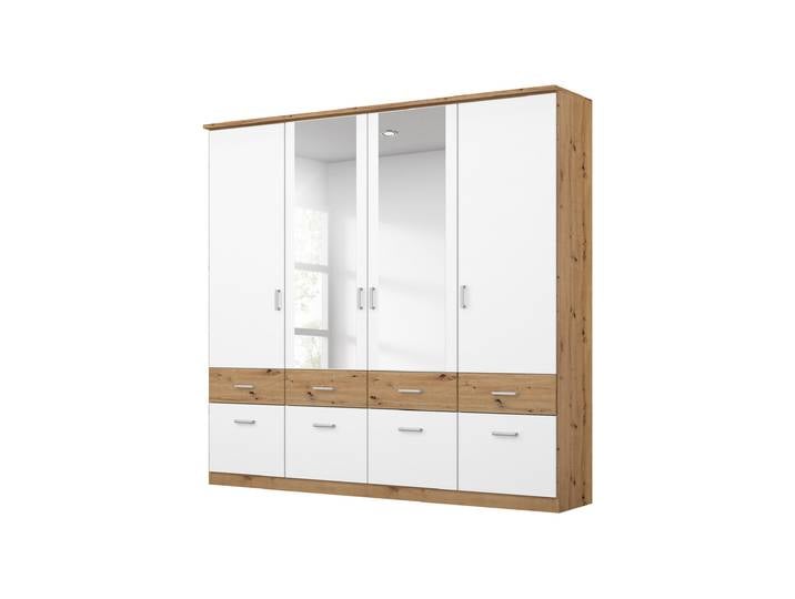 Kleiderschrank Spiegel - 181 cm - Artisan Eiche - weiß - rauch - BREMEN-EXTRA