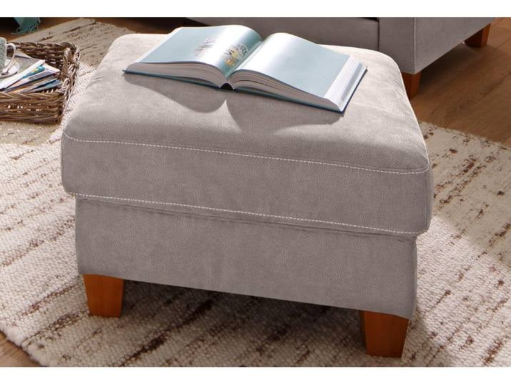 Hocker, Luxus-Microfaser, Grau, 75×46×63 cm, Mit Federkern, Landhaus, Home-affaire