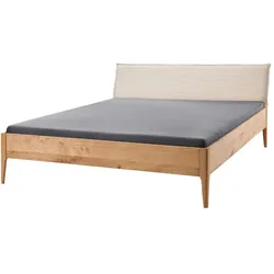 Bettgestell Massives Holzbett in Wildeichefarben und Beige