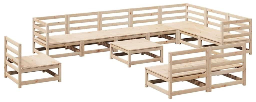 vidaXL 11-delige tuinmeubelset van massief dennenhout in rustieke stijl