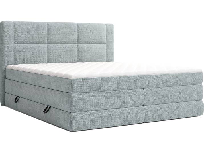 XORA Boxspringbett REVANO, grau-blau, Stoff