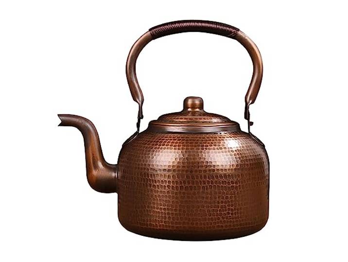 Wasserkessel Pfeifkessel,Handgeschmiedet Aus Verdicktem Reinem Kupfer,Automatische Sirene,Wenn das Wasser Kocht,Geflochtener Seilgriff zum Schutz Vor Verbrühungen,3L/5L (B/3L/No Hooting)