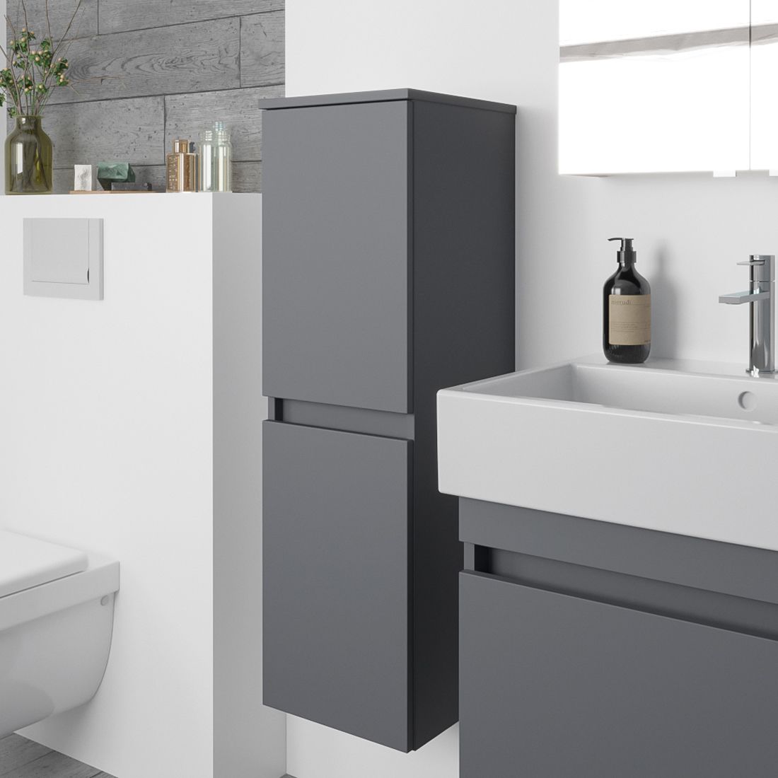 Megabad Profi Collection Lodge Seitenschrank 100 cm mit 2 Türen, Anschlag links