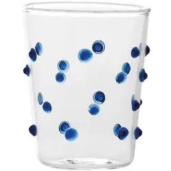 Zafferano 6er-Set Junior-Partygläser aus blauem Borosilikatglas mit handgefertigter Polka-Dot-Verzierung, temperaturbeständig