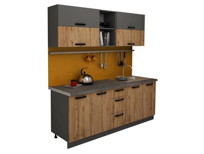 Cuisine Arizona haaus Anthracite/Chêne Wotan L 200 cm
