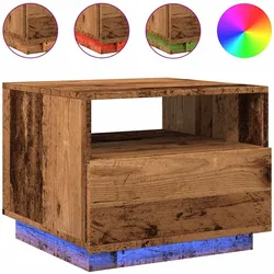 vidaXL Couchtisch mit LED-Leuchten Altholz-Optik 50x49x40 cm