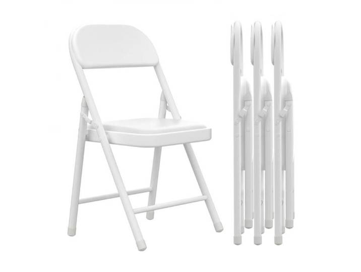 Chaise Pliante Confortable Set de 4 Chaise Pliante Exterieur jusqu'à 175 KG pour invités Cuisine Camping Jardin Blanc