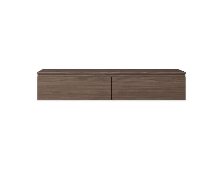 Selsey Tv-Lowboard Bemmi Walnuss Wisconsin 150/28/32 cm, Dunkelbraun, Holzwerkstoff, Rechteckig, 150x28.4x31.8 cm, Made in Europe, Wohnzimmer, TV Möbel, Lowboards, Lowboards stehend