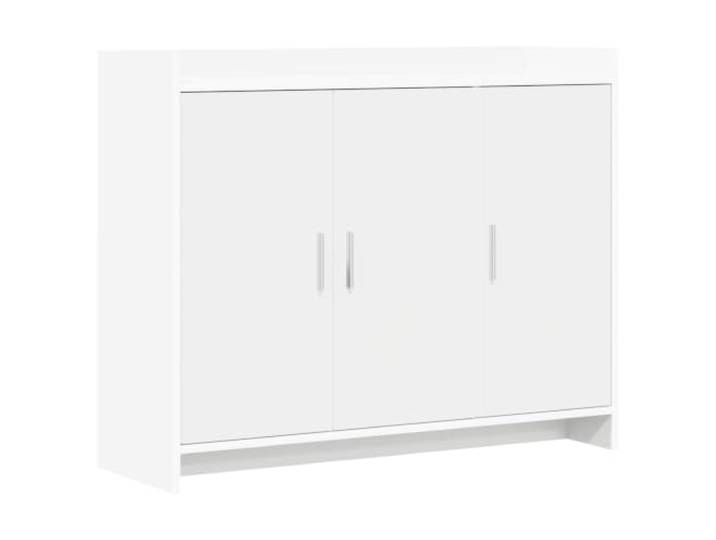 PUGYNBK Weißes Sideboard, 98,5 x 33 x 80 cm, technisches Holz Metallgriffe, große Lagerung, einfache Reinigung, Verwendung im Esszimmer, Wohnzimmer oder Flur