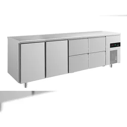 Gastro Kühltisch 2 Türen 4 Schubladen Umluftkühlung 2330x700x850mm -2/+8°C