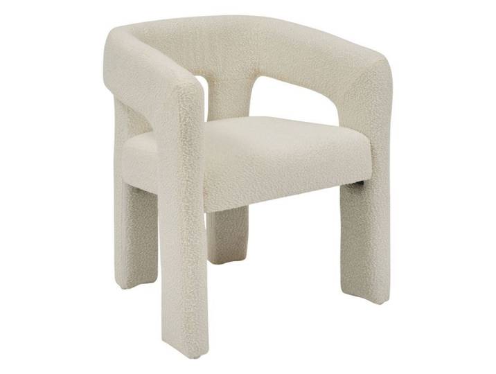 Atmosphera - Fauteuil à dîner en bouclette AMOS - Blanc