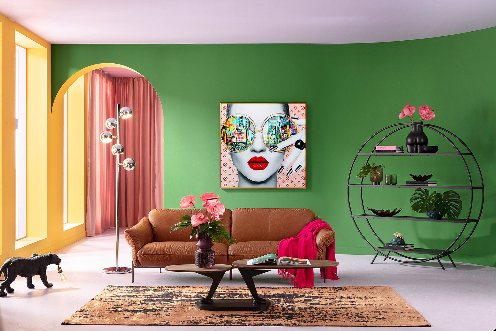 home24 Canvas afbeelding Times Square Kunstdruk met strasssteentjes, multicolor