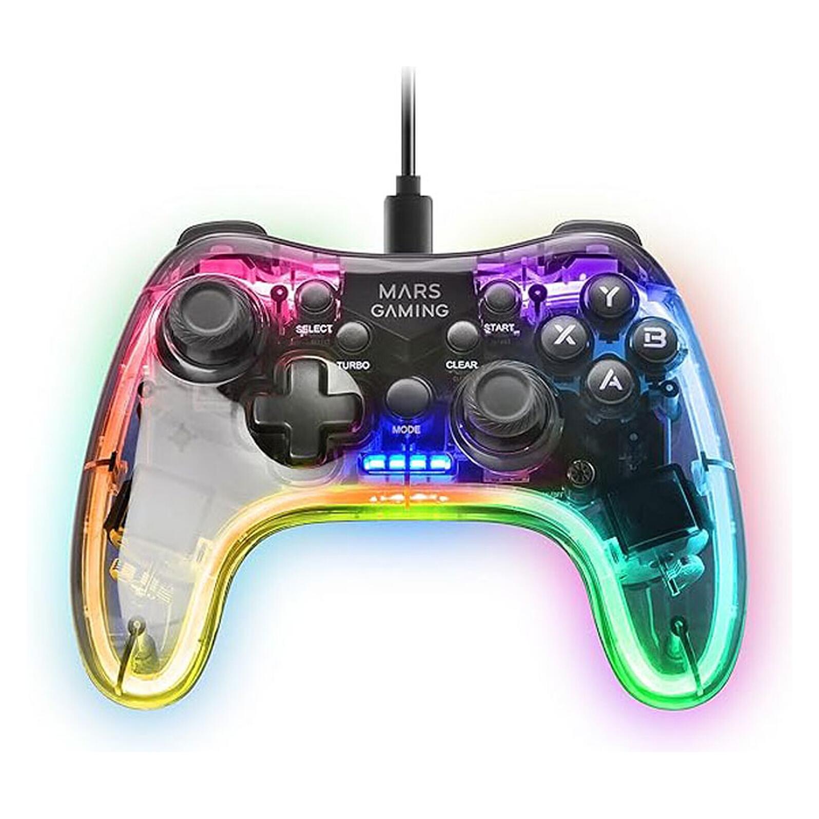 Mars Gaming Manette De Jeu Filaire Mgp-C RGB (Transparent) (Android, Mac, PC, PS3, Switch) (MGPC)