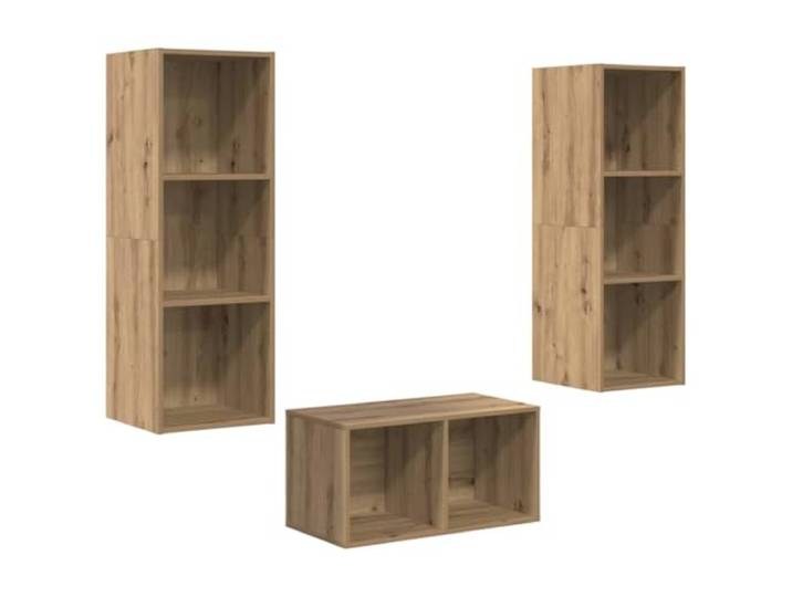 GKHPYURE TV-Möbel-Set aus handwerklicher Eiche, 107 cm Mehrschichtiges Holz, 7 Ebenen, platzsparendes Wanddesign, moderner minimalistischer Stil