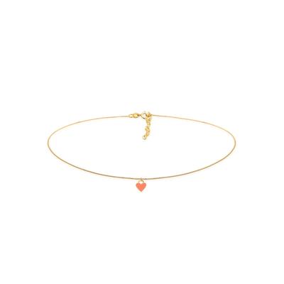 Choker ELLI "Halskette Choker Herz Emaille schwarz 925 Silber" Gr. 36, orange, Halsketten, Damen, ohne Stein, Silber 925 (Sterlingsilber)