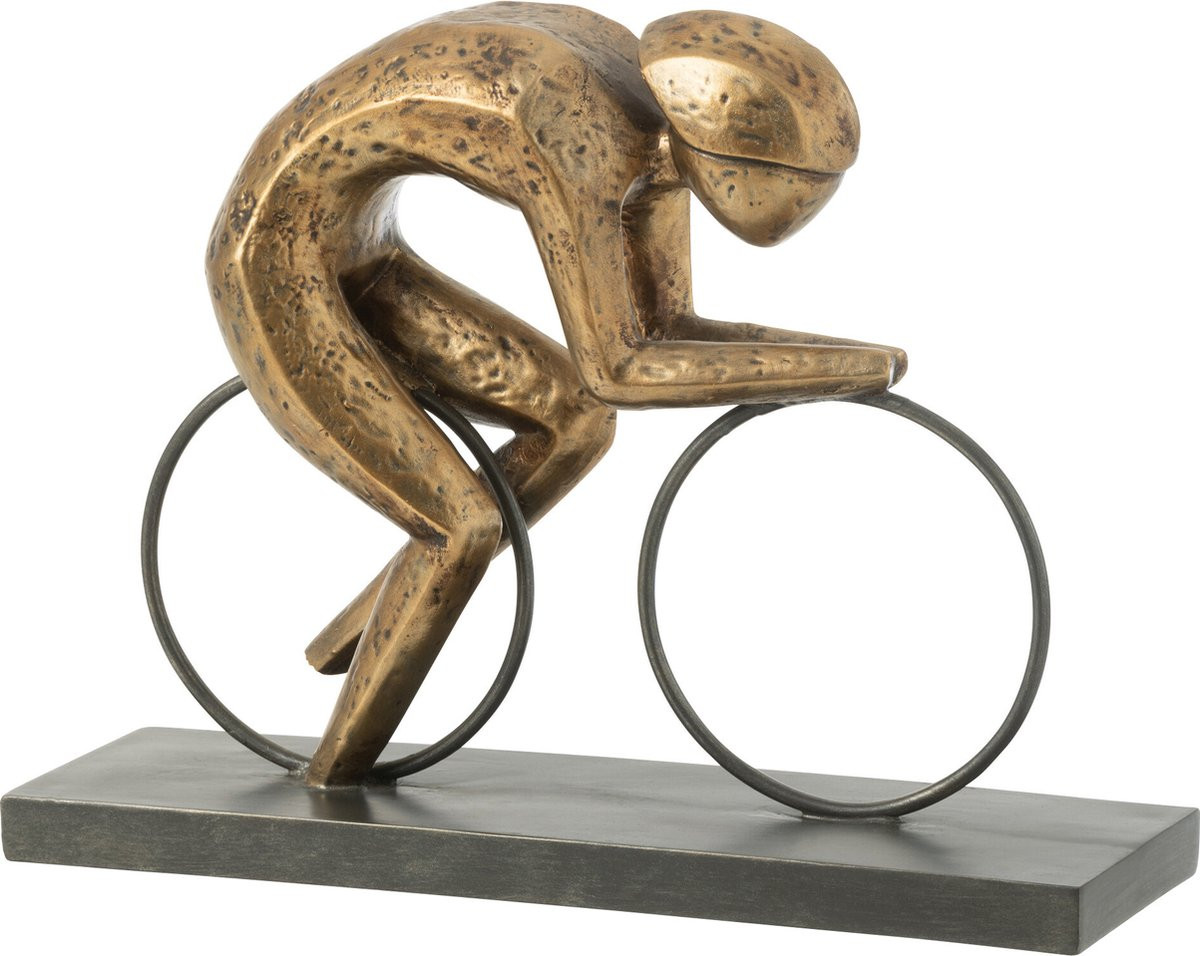 J-Line Decoratie Wielrenner Op Voet - Goud - Large - Polyresin