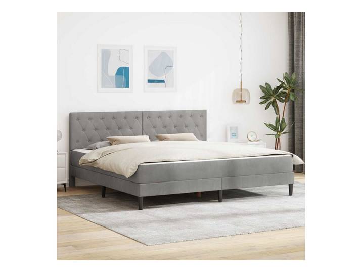 furnicato Bett Bettgestell mit Matratze 202x204x96 cm Hellgrau (1-tlg), Stabiles Doppelbett mit Stauraum und bequemer Rückenstütze