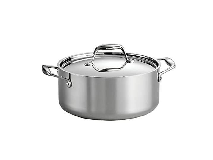 Tramontina Dreilagig verkleideter Edelstahl 5 Quart Dutch Oven Topf mit Deckel Induktionsbereit Spülmaschinenfest NSF-Zertifiziert Made in Brazil
