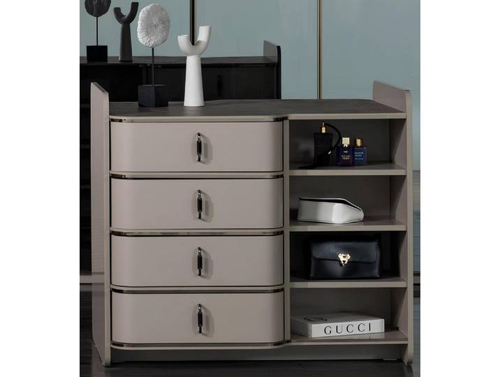 JVmoebel Kommode Beige Designer Kommode aus Holz mit vier Schubladen (1 St), Made in Europa