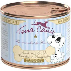 Terra Canis Welpenmenü 200g Dose Hundenassfutter Sparpaket 24 x 200 Gramm Rind mit Apfel, Karotte & Hagebutte