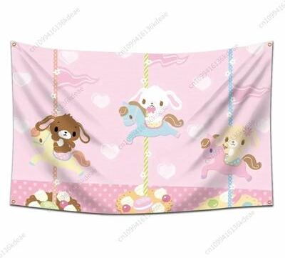 Uplifted Finds Cartoon Sugarbunnies Tapestry   Cute Aesthetic Wall Hanging   Professional Nursery & Bedroom Sanctuary Decor 320 X 180 Cm