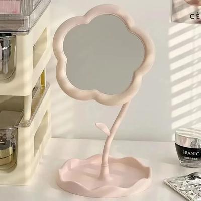 Uplifted Goods Creative Desktop Mirror With Floral Frame pink