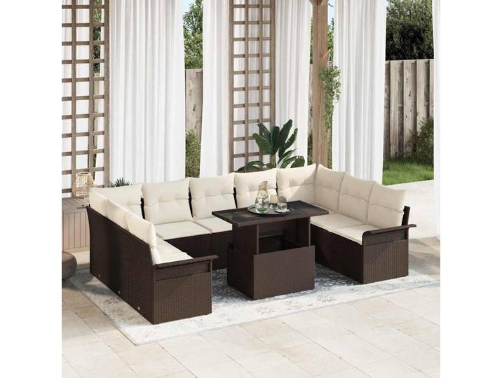 vidaXL Sofa Set 10 stk. Braun Poly-Rattan