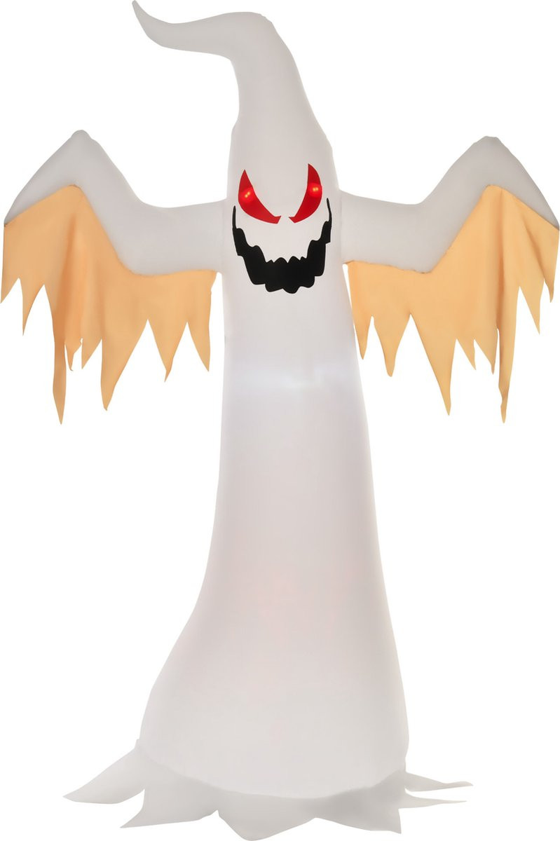 Homcom opblaasbaar spook Halloween decoratie met LED - wit - 2,4 m