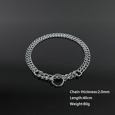 Fusion Finds Heavy Duty Adjustable Metal Dog Training Collar With Double Row Chain & Triple Ring Design 40cm