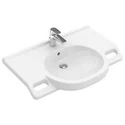 Villeroy & Boch ViCare Waschtisch, 1 Hahnloch, ohne Überlauf, ungeschliffen, 800x550mm, 41208101, Farbe: Weiß