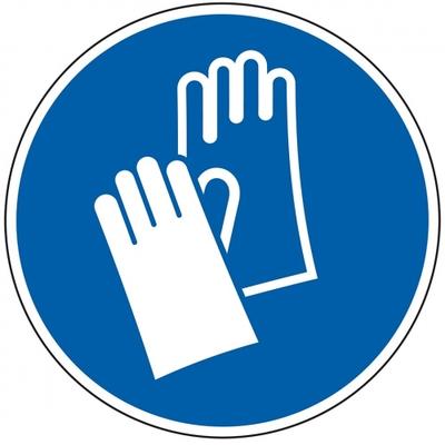 Dreifke® Kunststoff-Schild "Handschutz benutzen", Ø30cm, 1 Stück, Gebotszeichen (M009) gem. ISO 7010