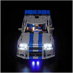 BrickBling LED Licht Set für LEGO 2 Fast 2 Furious Nissan Skyline GT-R R34 Flitzer (42210) inkl. Fernbedienung