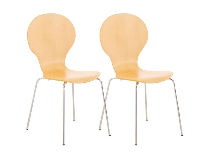 CLP Besucherstuhl 2er Set Holz Natura, Eukalyptusholzfarben, Metall, 43x86x45 cm, Büromöbel, Bürostühle, Konferenzstühle