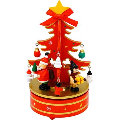 Spieluhr OTTO HOME "Spieluhr", rot, B:12cm H:22cm L:12cm, Sperrholz, Spieluhren, Weihnachtsbaum aus Holz, Aufziehschlüssel, festliche Melodie