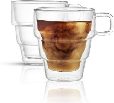 JoyJolt Palo Double Wall Stackable Coffee Glasses, 10 Oz Set of 2 - 9.9 oz