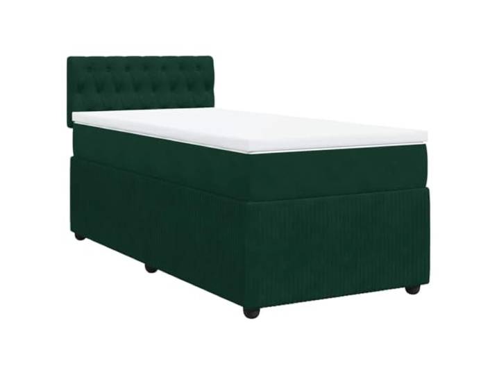 PUGYNBK Boxspringbett aus Samt, Dunkelgrün, 90 x 200 cm Taschenfedern, atmungsaktiver Matratzenschoner, abnehmbarer Bezug, Lattenrost