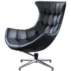 DREHSESSEL SKIO Schwarz Leder