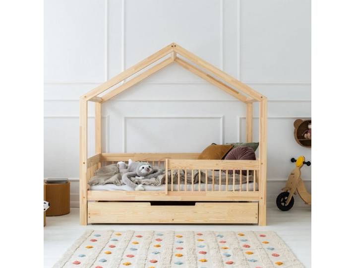 Lit cabane 90x190 sommier et tiroir inclus Maria Bois