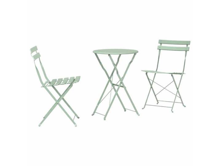 Ensemble bistro pliant - BURKE - 3 pièces - Vert menthe clair - Acier - Pliable - Résistant aux intempéries