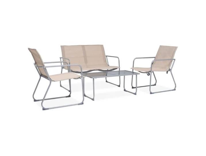 SALE 2026  meuble d'extérieur arrière-cour terrasse Crème - Salon de jardin 4 pcs Tissu et acier Crème PRO274868535