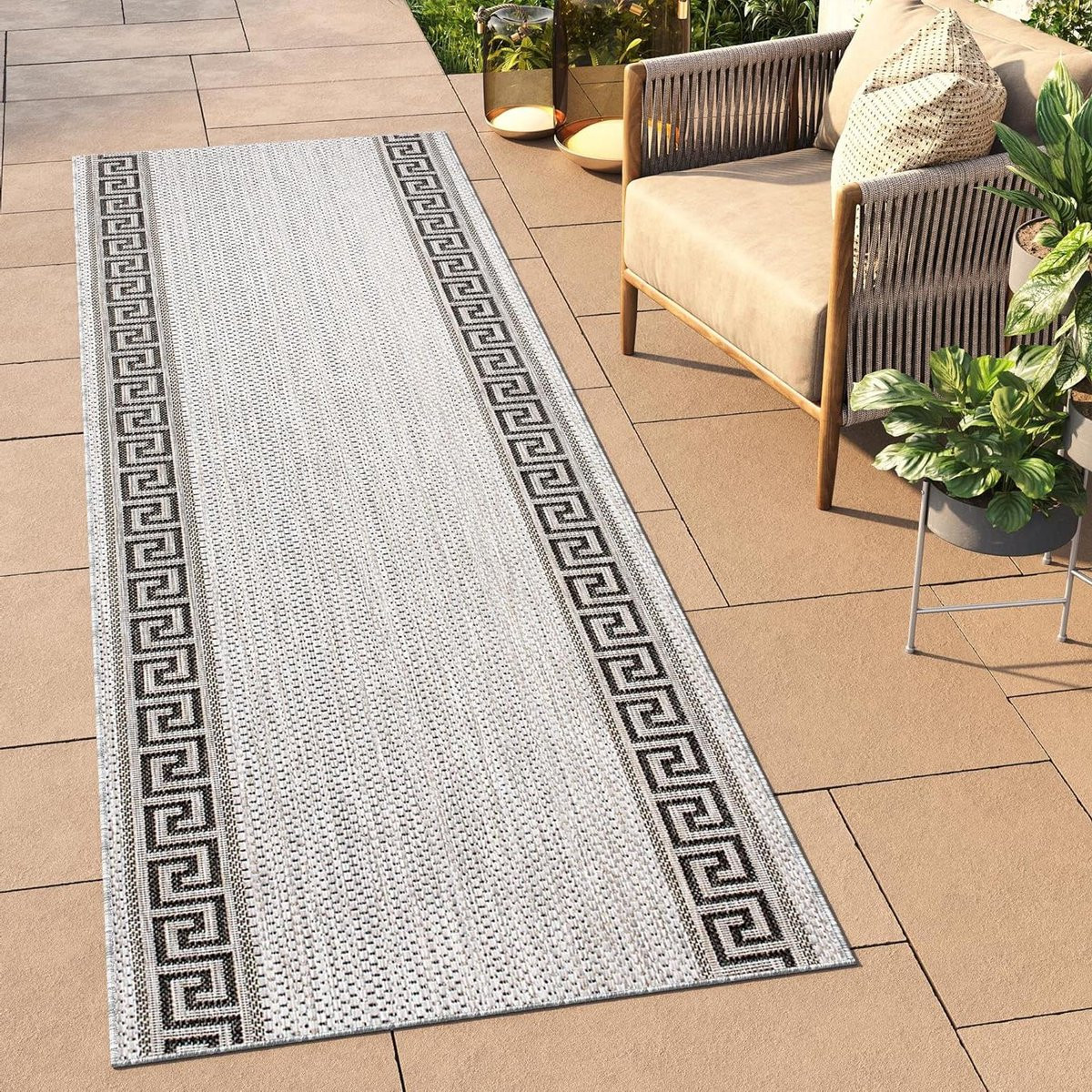 Modern Gangkleed Loperkleed voor Entree en Keuken - Zwart Grijs - 70 x 390 cm