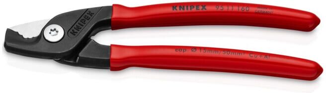Coupe-câbles Knipex StepCut avec revêtement en plastique, bruni, 160 mm (95 11 160)