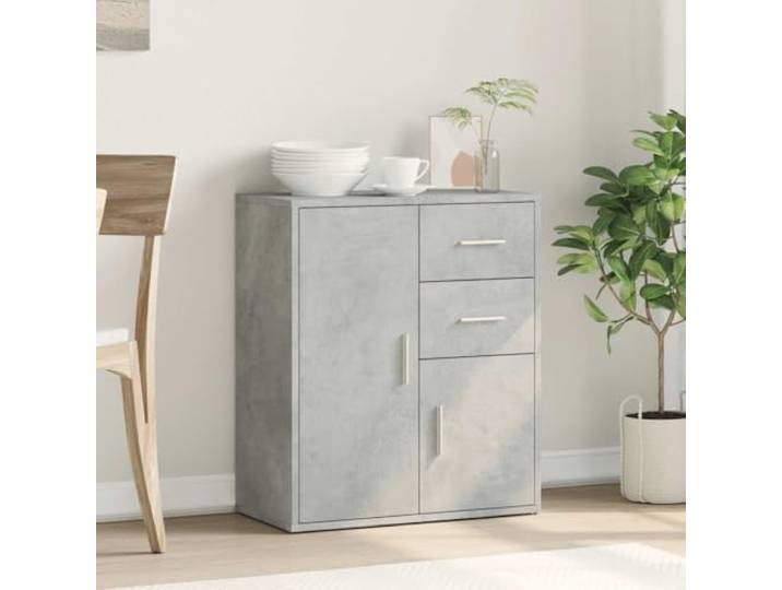 KTHLBRH Anrichte grau Beton, 60 x 31 x 70 cm, mehrschichtiges Holz 69 kg Kapazität, großer Raum, leicht zu reinigen, Montage erforderlich