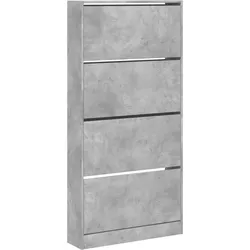 vidaXL Schuhschrank mit 4 Klappen Betongrau 80x21x163,5 cm