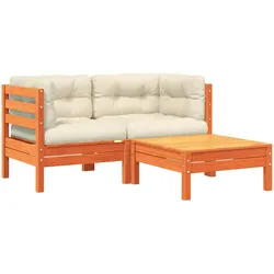 vidaXL Gartensofa mit Kissen und Hocker 2-Sitzer
