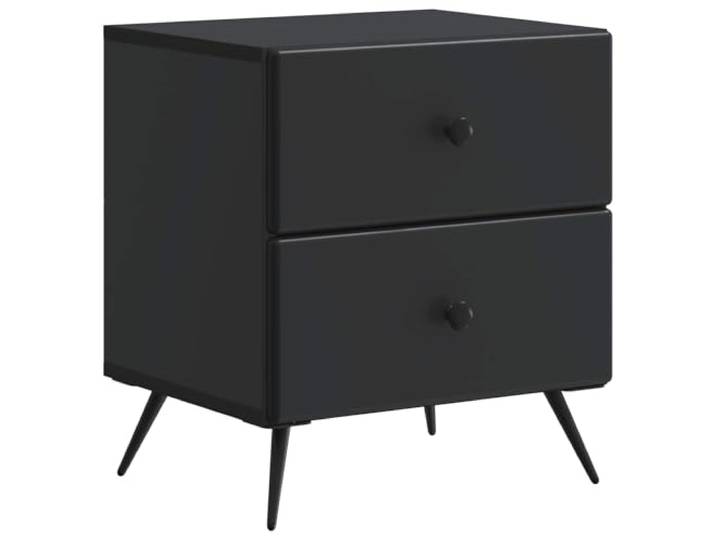 Coespram Nachttisch Schwarz 43x34,5x47,5 cm Holzwerkstoff Beistelltisch Kompakter Beistellschrank für das Schlafzimmer mit zwei geräumigen Schubladen für alltägliche Utensilien und Lektüre.